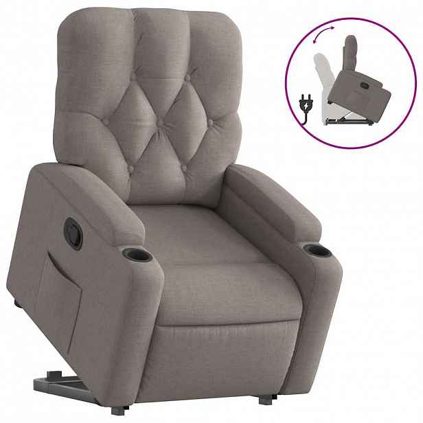 vidaXL Zvedací polohovací křeslo taupe textil