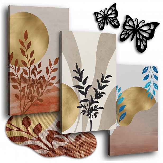 Obraz Na Plátně 120x50 cm Obrazy Do Obývacího Pokoje Geometrické Triptych Boho Zlaté