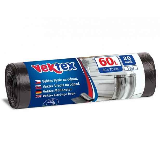 Pytle na odpadky Vektex 60 l, 20 ks, černé