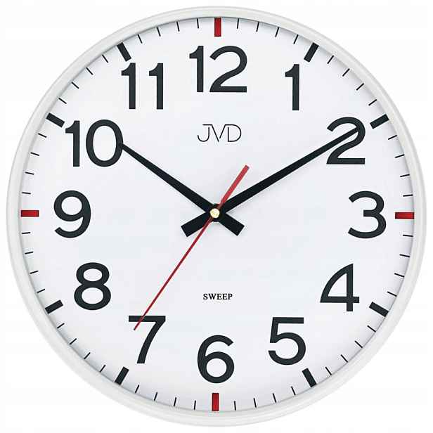 Bílý Čitelný Kulatý Tichý Elegantní Nástěnný Hodinový Stroj Jvd HX2508.1 30 cm