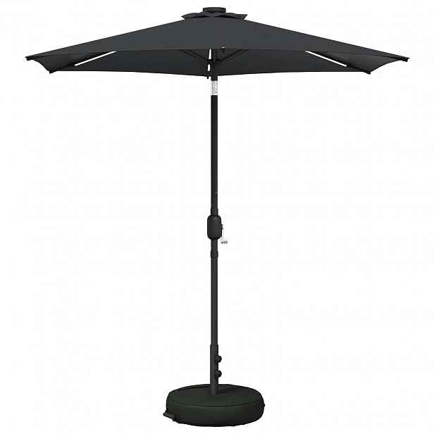 vidaXL Zahradní slunečník s LED osvětlením a podstavcem 230 x 230 cm