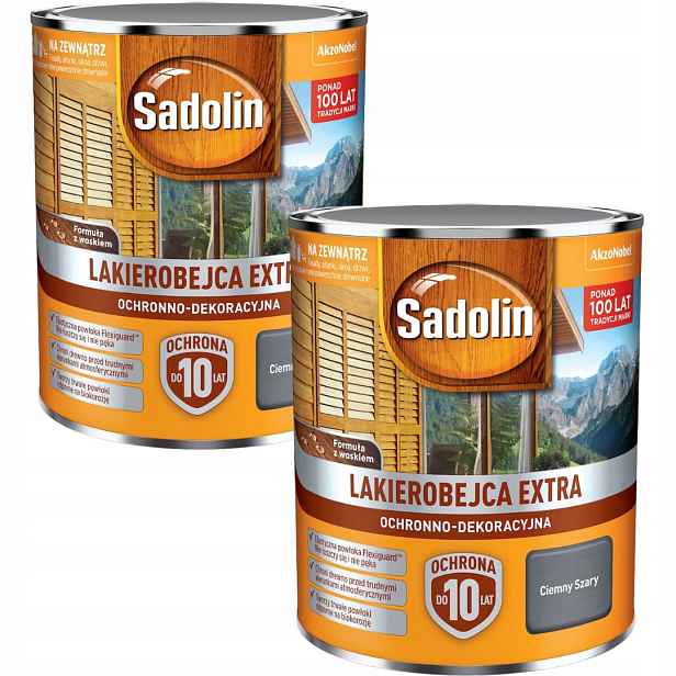 Set Sadolin Extra 2x0,75L Lakobejca Na Dřevo Tmavě Šedá 1,5L