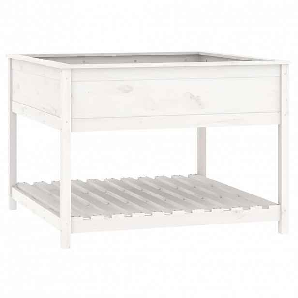 vidaXL Truhlík s policí bílý 111,5x111,5x81 cm masivní borové dřevo