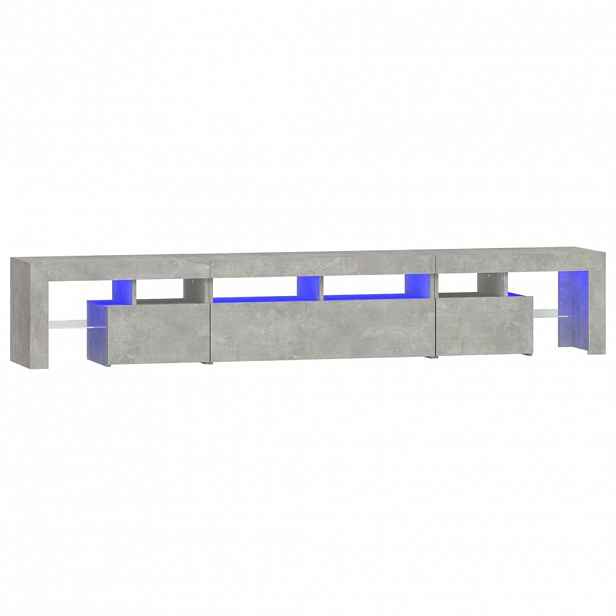 vidaXL TV skříňka s LED osvětlením betonově šedá 230x36,5x40 cm