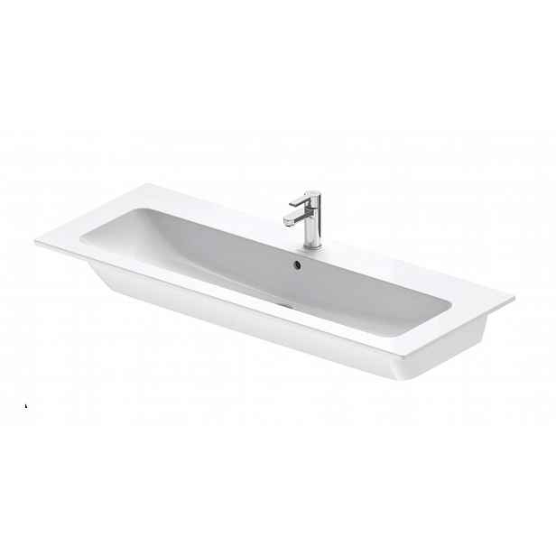 Duravit ME by Starck - Umyvadlo 123x49 cm, s přepadem, otvor pro baterii, DuraShield, bílá 236112AA00