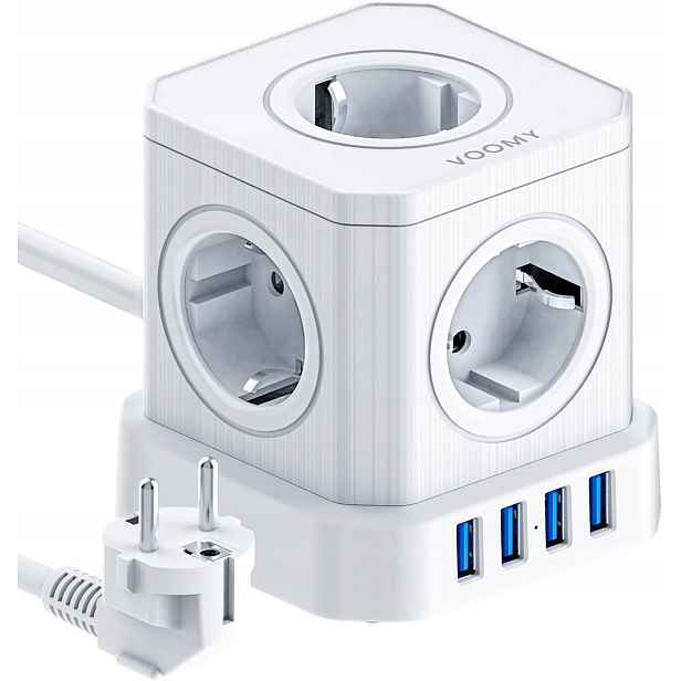 Napájecí kostka s Usb, 5pásmová zásuvková lišta se 4 Usb, 2M
