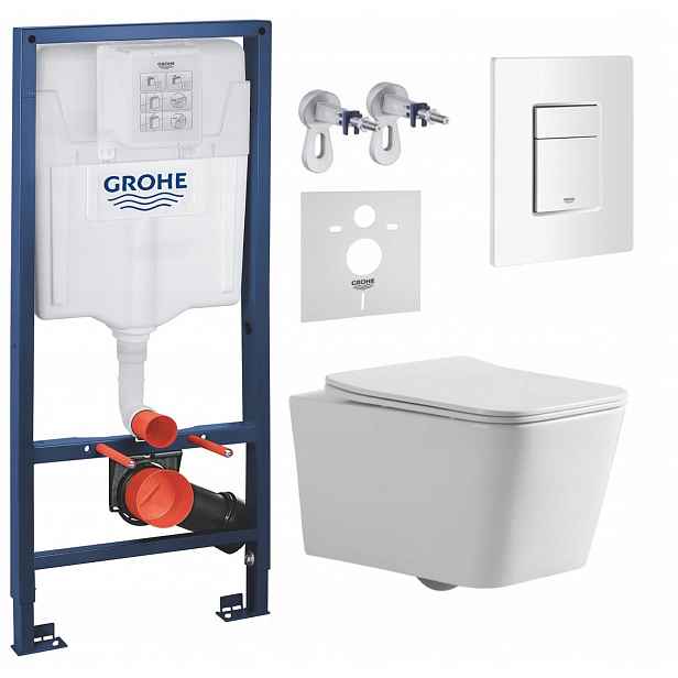 Podomítkový Wc set Grohe s mísou Bilovec a tlačítkem bílá Fresh