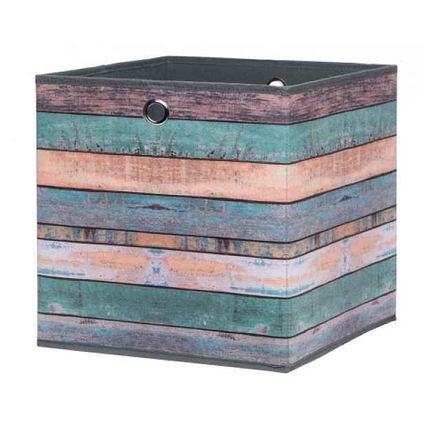 Úložný box Wood 1, motiv barevných prken