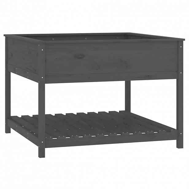 vidaXL Truhlík s policí šedý 111,5x111,5x81 cm masivní borové dřevo