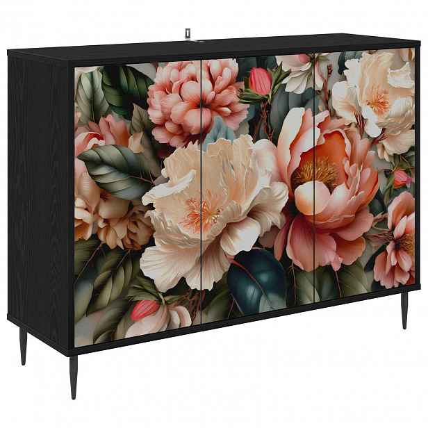 vidaXL Servírovací skříň BORNE Černý dub 102 x 33 x 76 cm