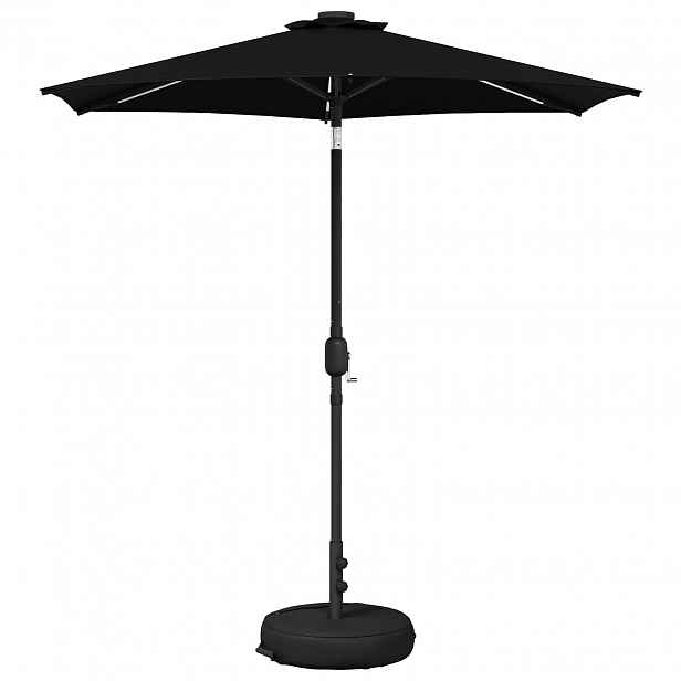 vidaXL Zahradní slunečník s LED osvětlením a podstavcem 230 x 230 cm