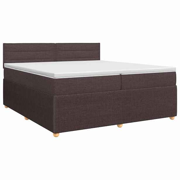 vidaXL Postel boxspring s matrací Tmavě hnědá 200 x 200 cm Textil