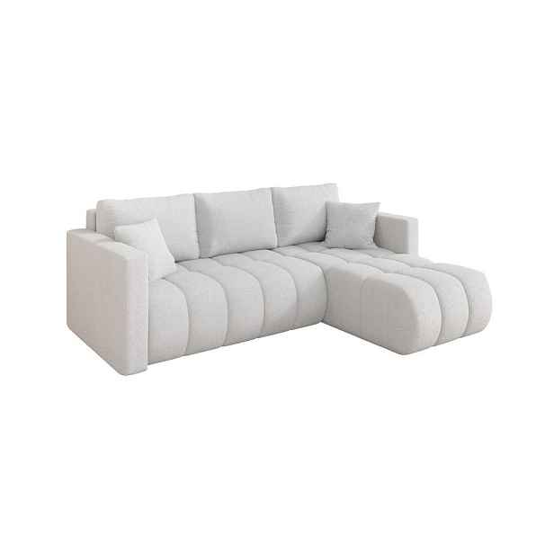 ALTDECOR ROHOVÁ SEDAČKA s funkcí spaní, otoman vpravo GARD-L 226x146x85 bílá bouclé