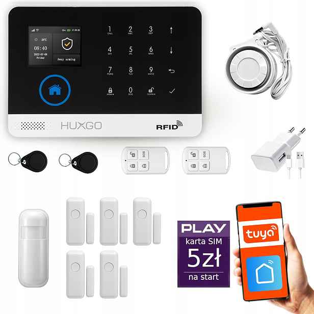 Bezdrátový alarm WiFi Gsm 4G, Tuya, sada alarmu Huxgo HXA003 D5PS