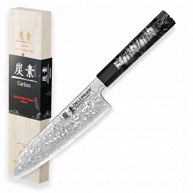 Nůž šéfkuchaře Dellinger Carbon Fiber Octagon Santoku 185