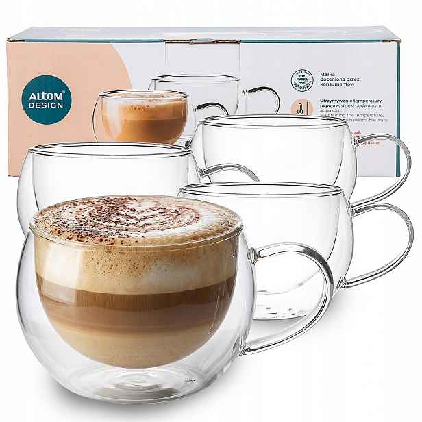 Termosklenice dvojité sklo šálku Altom Design Andrea 300 ml 4ks