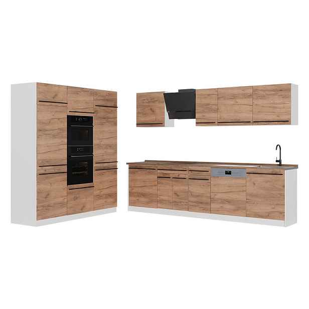 Vicco KUCHYŇSKÝ KOUT R-Line, Zlatý mocný dub/Bílá, 180 cm pracovná doska Dub Goldkraft