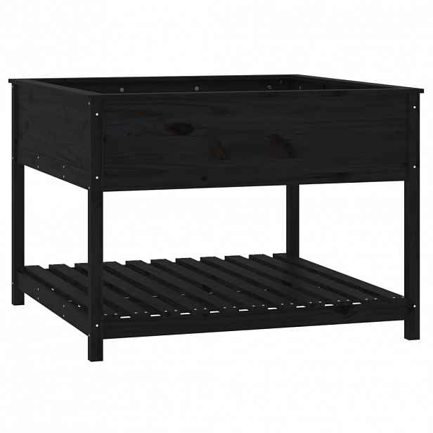 vidaXL Truhlík s policí černý 111,5x111,5x81 cm masivní borové dřevo