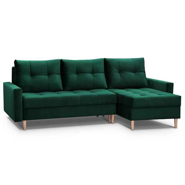 Beautysofa ROHOVÁ POHOVKA Halant s úložným prostorem, univerzální otoman, velurová látka, tmavě zelená