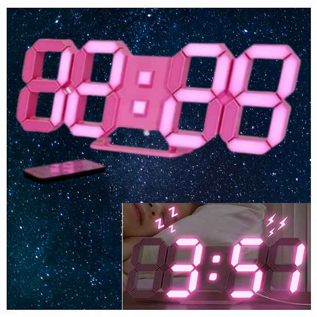 Elektronický digitální budík Led Velký moderní budík Dálkové ovládání 3D