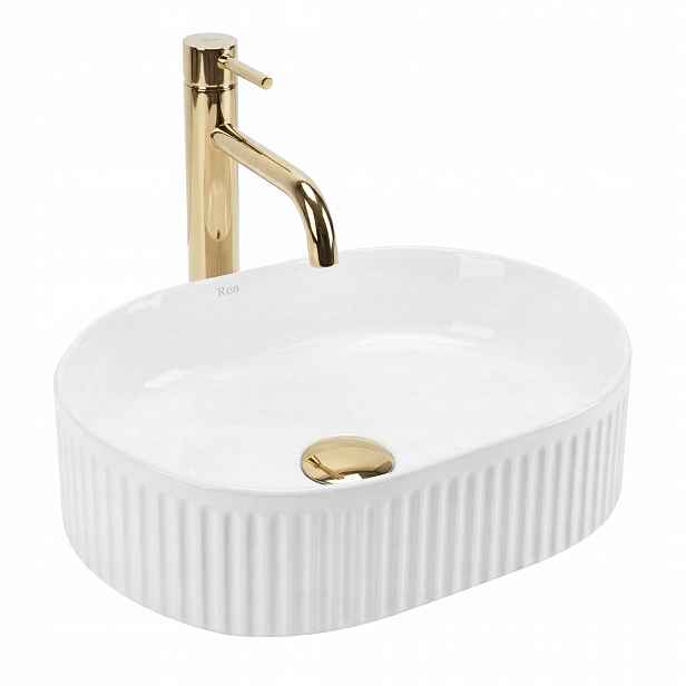 Malý Bílý Oválný Umělý Keramický Umývací Stolek Pro Wc, Drážkovaný Rea Vanda 40 Mini
