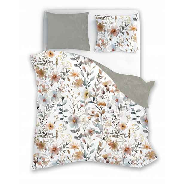 Povlečení Boho 220x200, barevné, šedé květy Faro