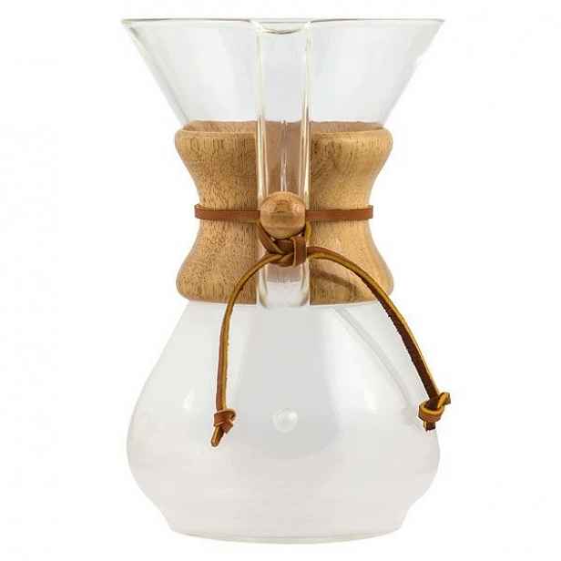 Ruční překapávač Pour Over 800 ml Skleněný ocelový filtr, dřevěný