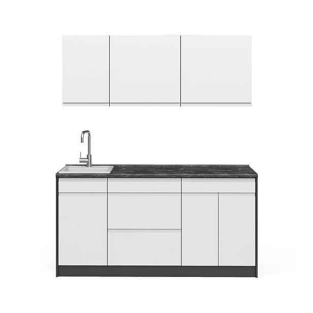 Vicco JEDNOTKOVÁ KUCHYNĚ R-Line, Bílá/Antracit, 160 cm pracovní deska Platina