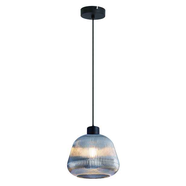 Elyo závěsná lampa černá matná do obývacího pokoje Skleněné stínítko smokey