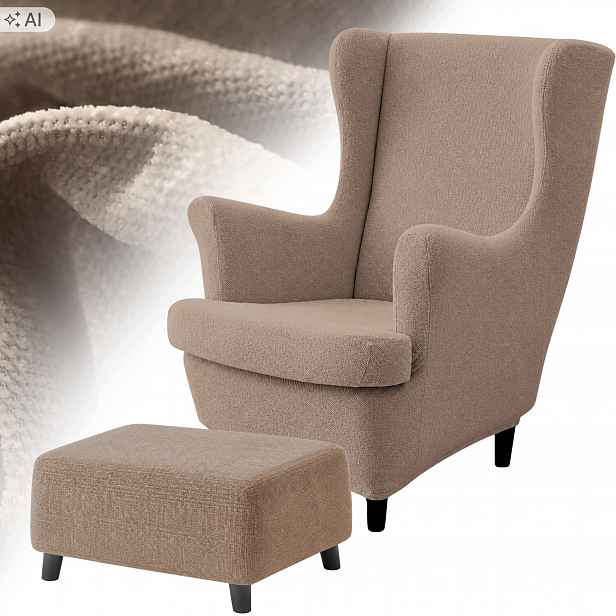 Potah Na Křeslo Ušák Podnožka Taburet Elastický Chenille Šenil Oeko Tex