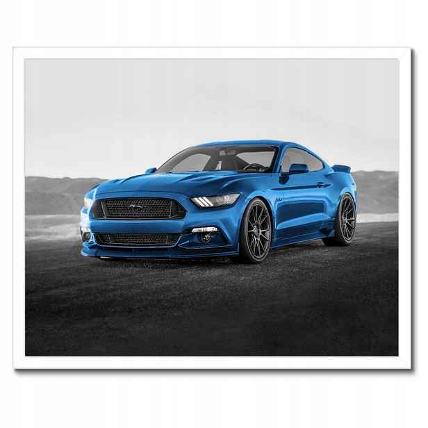 Plakáty v rámu 50x40 Modrý Ford Mustang