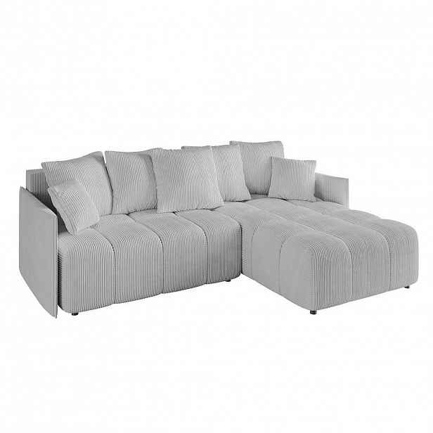 ALTDECOR ROHOVÁ SEDACÍ SOUPRAVA s otomanem vpravo LONLI-L 251x189x68 šedý manšestr