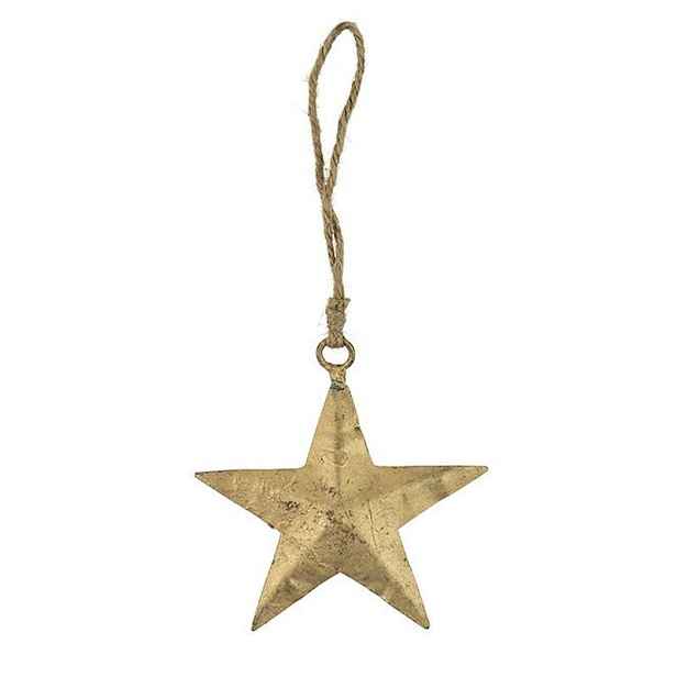 Dekorace zlatá antik kovová hvězda na jutovém provázku - 10*0,3*10cm Mars & More