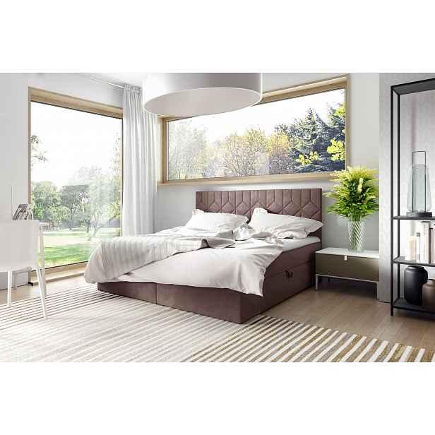 Postel boxspring s prošívaným čelem ISAR - 200x200, starorůžová + topper ZDARMA