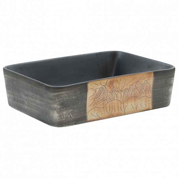 vidaXL Umyvadlo na desku černé a hnědé obdélník 46x35,5x13 cm keramika