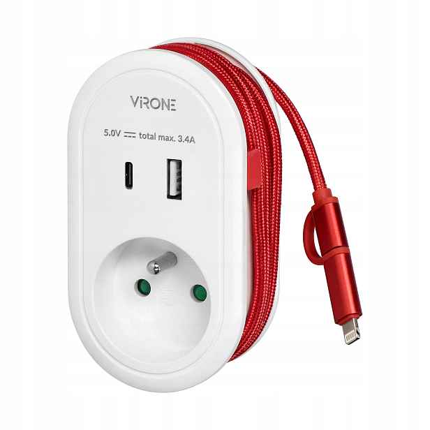 Zásuvka Usb nabíječka Usb-c kabel 2v1 Lightning Usb-c