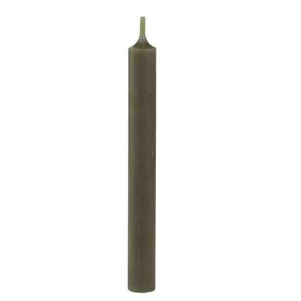 Zelená úzká svíčka dinner green - Ø 2*18cm / 7h Chic Antique