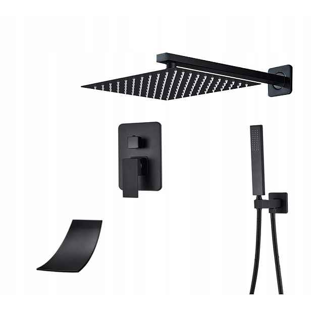 Podomítkový Set Černý Matný Vývod Vodopád Box 40 CM