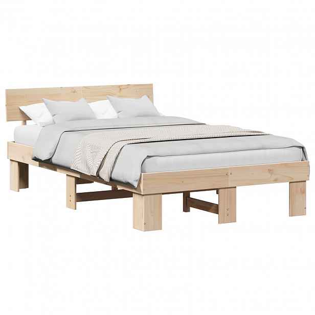 vidaXL Rám postele s čelo Přírodní 120 x 190 cm Masivní borové dřevo