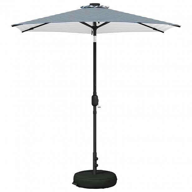 vidaXL Zahradní slunečník s LED osvětlením a podstavcem 230 x 230 cm