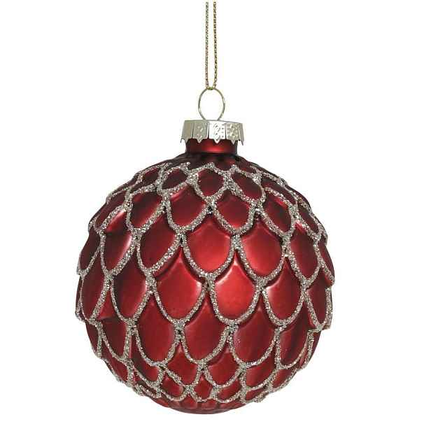Červená skleněná vánoční ozdoba koule Chic - Ø 8 cm Chic Antique