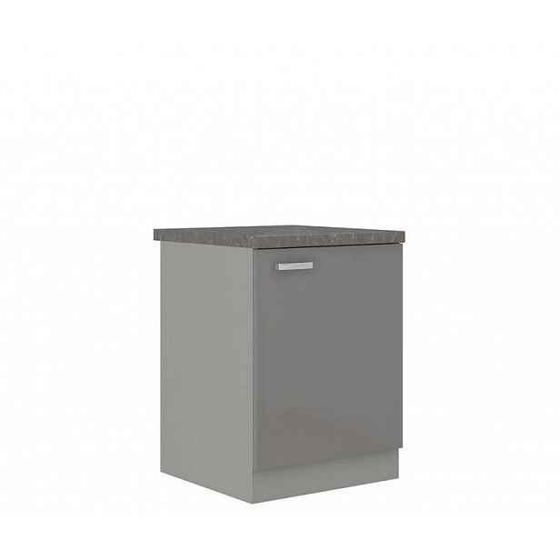 Dolní jednodveřová kuchyňská skříňka 60 cm RONG - šedá / lesklá šedá