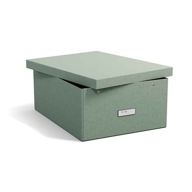 Kartonový úložný box zelenomodrý s víkem 34,5x45x18,5 cm Katrin Canvas Paper Laminate – Bigso