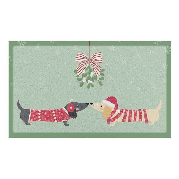 Rohožka s vánočním motivem z recyklovaného plastu 40x70 cm Christmas Sausage Dogs – Artsy Doormats
