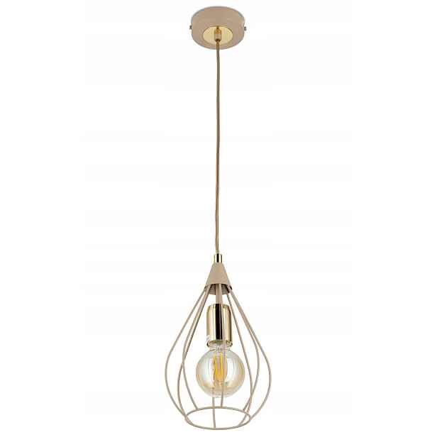 Závěsná lampa Noa Béžová s přídavkem zlata 1xE27 17 cm Moderní Taupe