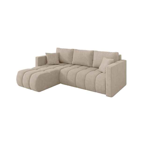 ALTDECOR ROHOVÁ SEDAČKA s funkcí spaní, otoman vlevo GARD-L 226x146x85 béžová velur