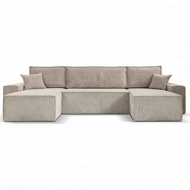 Beautysofa SEDACÍ SOUPRAVA Hektor U s funkcí spaní, 377 cm, béžová