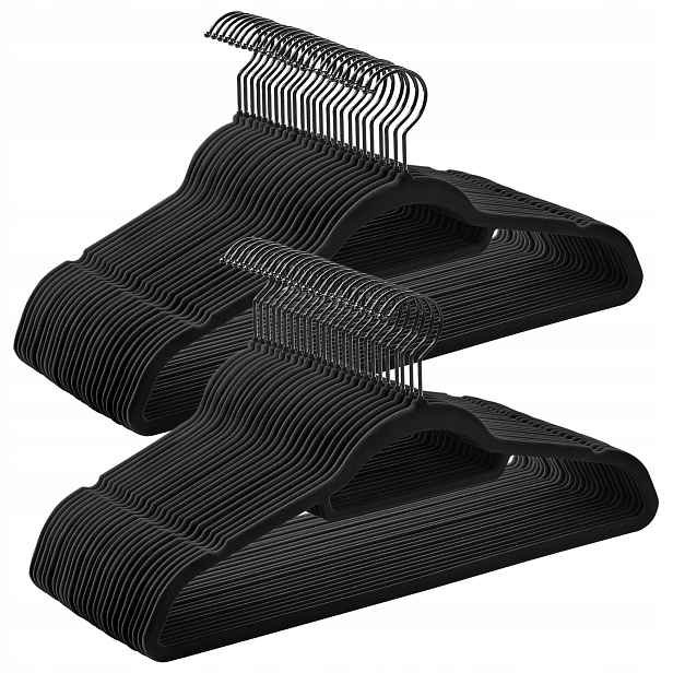Songmics Sametový věšák sada 50 kusů, otočný háček 360°, 43,5 cm