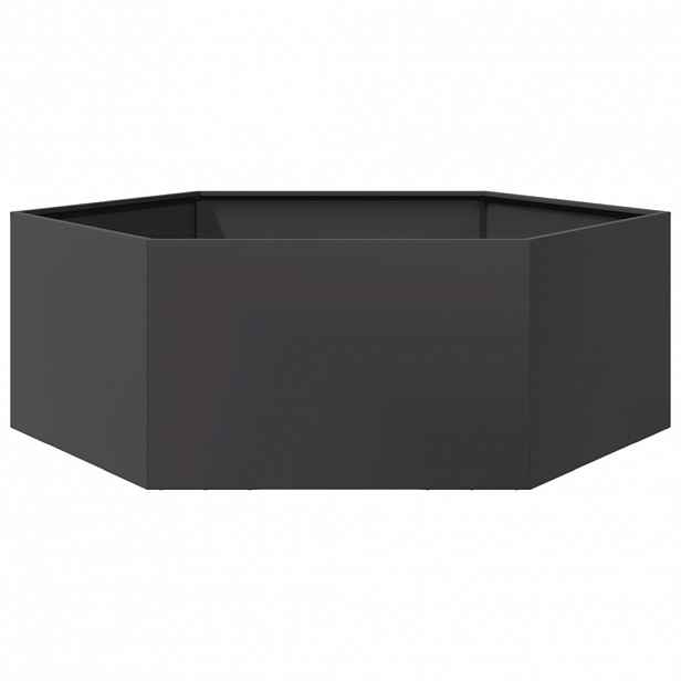 vidaXL Zahradní truhlík černý šestihranný 138 x 120 x 45 cm ocel
