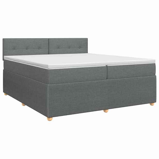 vidaXL Postel boxspring s matrací Tmavě šedá 200 x 200 cm Textil